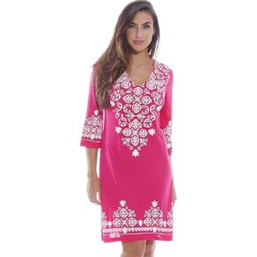 Just Love Womens 3/4 Sleeve Swimsuit Cover Up Casual Tunic Resort Wear in Kuwait