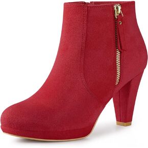 Perphy Platform Round Toe Chunky Heels Ankle Boots for Women