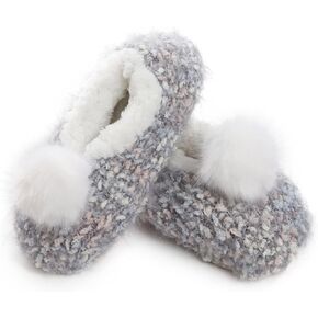 MeMoi Women's Plush Pom-Pom Knit Slippers