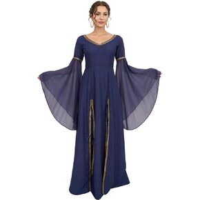 daizbella Medieval Dress Rretro Renaissance Fair Dress Historical Dress with Chiffon Sleeves
