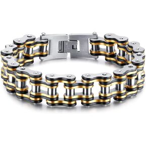 Mens Heavy Bicycle Link Chain Bracelets for Fathers Day Stainless Steel Masculine Bike Chain Bracelet 8 inches Wristband