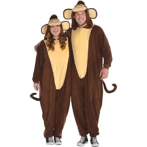 Monkey Zipster Costume Set - Adult Plus (Up to 6'4") - Ideal for Halloween, Costume Parties, Dress-up, Role-playing, and Any Other Occasion