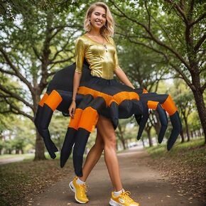 Halloween Spider Inflatable Costumes,Air Blow-up Funny Spider Costumes Scary Halloween Costume Cosplay Dress Up Indoor Outdoor Parties Haunted House Spooky atmosphere Suit for Adults, Women and Men in Kuwait