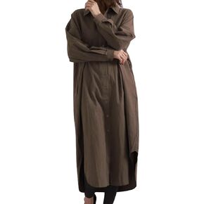 chouyatou Women's Summer Bathing Suit Cover Up Loose Lightweight Linen Button Down Maxi Shirt Dress