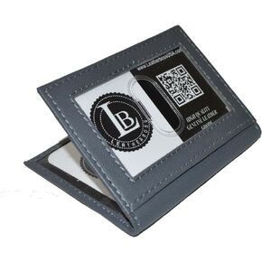 Leatherboss Slim Thin Leather Credit Card Triple ID Window Mini Wallet Bifold Driver License Safe (Gray)
