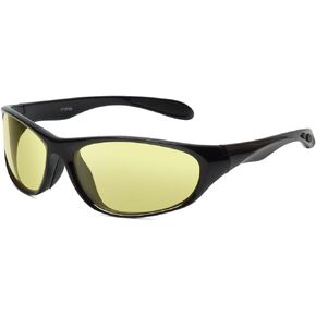 Calabria 2715 Yellow Night Vision Driving Glasses Anti Glare Men Women Polarized or Non-Polarized Nighttime Sunglasses Wrap
