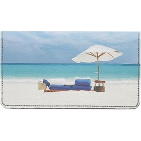 Beautiful Beaches Designer Checkbook Cover, with Credit Card Slots and Pen Loop