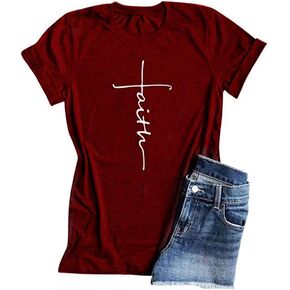 Women Faith T-Shirt Christian Inspirational Shirt Summer Causal Dandelion Graphic Tees for Religious Gift