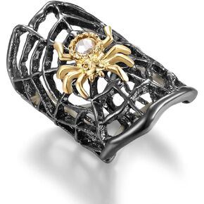 Darupo Women’s Punk Spider Rhinestone Adjustable Statement Ring Gothic Wide Band Ring Party Cocktail Christmas Jewelry Gift