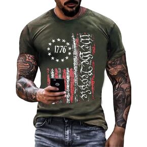 Mens American Flag Patriotic 1776 Shirt American 4th of July Short Sleeve Independence Day T-Shirt
