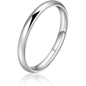 SILBERTALE 925 خاتم فضة استرليني 2 مللي متر عالي البولندية عادي قبة خاتم الزفاف للنساء الرجال الراحة صالح 2-4.5 in Kuwait
