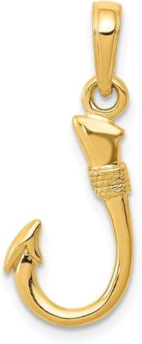 Diamond2Deal 14k Yellow Gold Fish Hook Pendant for Women (L- 21 mm W- 8 mm), Yellow Gold in Saudi Arabia