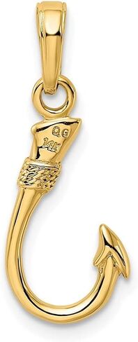 Diamond2Deal 14k Yellow Gold Fish Hook Pendant for Women (L- 21 mm W- 8 mm), Yellow Gold in Saudi Arabia