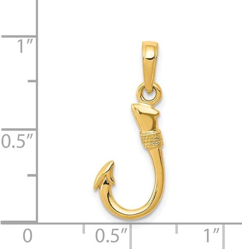 Diamond2Deal 14k Yellow Gold Fish Hook Pendant for Women (L- 21 mm W- 8 mm), Yellow Gold in Saudi Arabia
