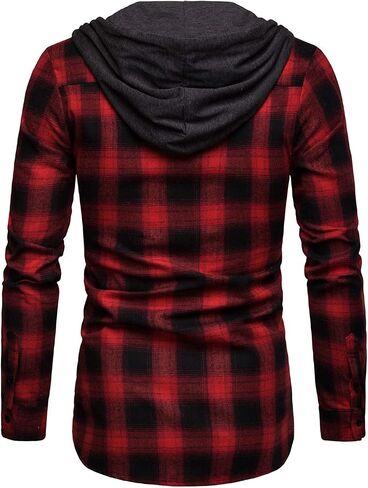 DAVID.ANN Mens Long Sleeve Plaid Classic Casual Hoodie Jackets in Saudi Arabia