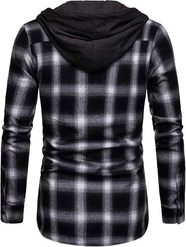 DAVID.ANN Mens Long Sleeve Plaid Classic Casual Hoodie Jackets in Saudi Arabia