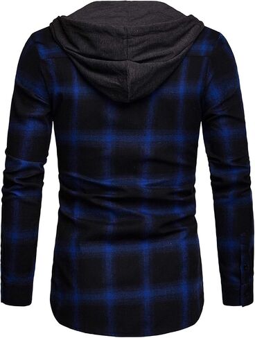 DAVID.ANN Mens Long Sleeve Plaid Classic Casual Hoodie Jackets in Saudi Arabia
