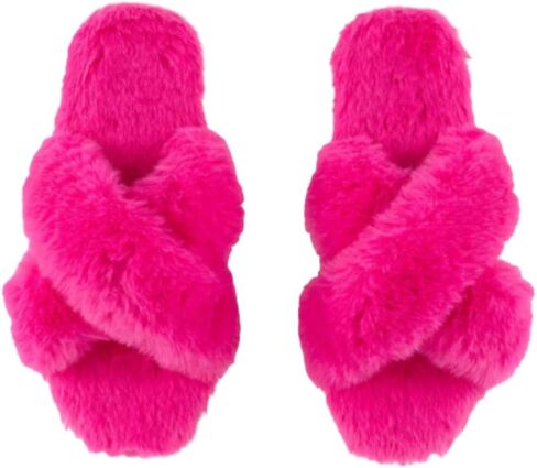 Shiraleah Christina Slippers, Magenta Slippers Criss Cross Fluffy Size L/XL in Saudi Arabia