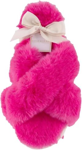 Shiraleah Christina Slippers, Magenta Slippers Criss Cross Fluffy Size L/XL in Saudi Arabia