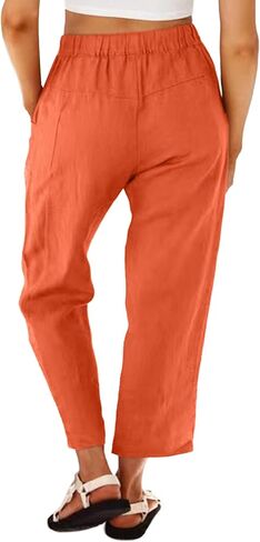 Vrtige Women's Drawstring Elastic High Waist Straight Leg Pants Trousers with Pockets in Saudi Arabia