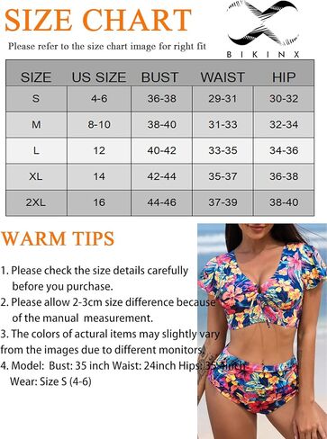 مجموعات بيكيني عالية الخصر من BIKINX للنساء مكونة من قطعتين ملابس سباحة وبدلات استحمام مكشكشة ومزينة بالزهور in Kuwait