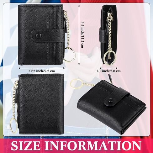 2 Pcs Slim Wallet for Women Gift Keychain Wallet Leather Bifold Credit Card Holder Wrist Wallet for Travel Zipper Coin Pocket ID Window in Saudi Arabia