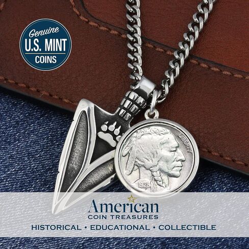 Coin Pendant Buffalo Nickel Arrowhead Stainless Steel With 23 inch S-Curb Chain Necklace in Saudi Arabia