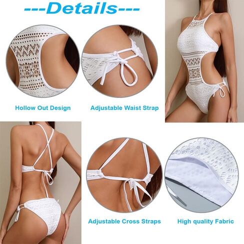 RainRing Womens Sexy Hollow Out Swimsuit,Cut Out Backless Halter Bathing Suit,Back Cross Lace-up Swimwear for Women in Saudi Arabia