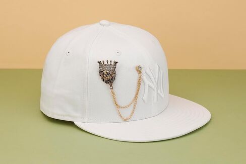 اسد متوج مع دبوس قبعة بسلسلة تعليق، دبوس طية صدر السترة، اكسسوارات شارة كاب للرجال، قياسي، مينا بدون احجار كريمة in Kuwait