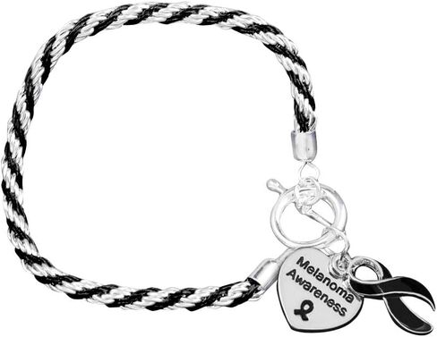 Melanoma Black Ribbon Rope Bracelet - Black Ribbon Bracelet for Melona Awareness - Perfect for support Groups & Fundraisers! in Saudi Arabia