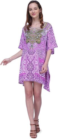 Miss Lavish Women's Kaftan Tunic Kimono Dress Summer Evening Plus Size Beach Cover up 10-24 in Kuwait