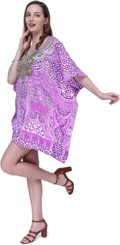 Miss Lavish Women's Kaftan Tunic Kimono Dress Summer Evening Plus Size Beach Cover up 10-24 in Kuwait