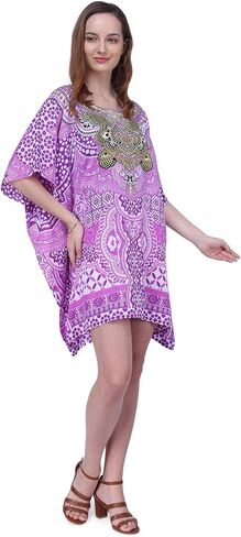 Miss Lavish Women's Kaftan Tunic Kimono Dress Summer Evening Plus Size Beach Cover up 10-24 in Kuwait