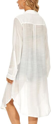 سترة سباحة نسائية من Moss Rose لتغطية الشاطئ، سترة بيكيني للشاطئ، قميص كاجوال بأزرار سفلية للعطلات الصيفية in Kuwait