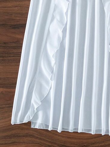 OYOANGLE Women's Mesh Sheer Split Thigh Ruffle Trim Beach Maxi Skirts Cover Up Beachwear in Saudi Arabia