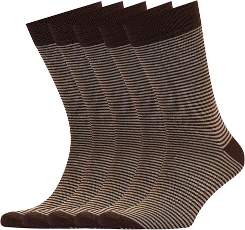 VRD SOCKS Mens Dress Socks, Bamboo Socks for Men, 5-Pack - Shoe Size 8-13, Chocolate Brown - Striped in Saudi Arabia