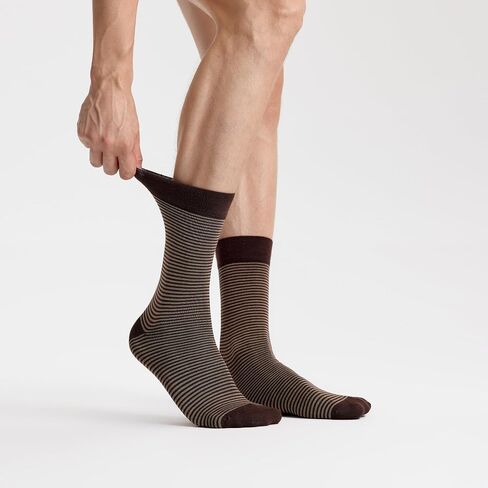 VRD SOCKS Mens Dress Socks, Bamboo Socks for Men, 5-Pack - Shoe Size 8-13, Chocolate Brown - Striped in Saudi Arabia