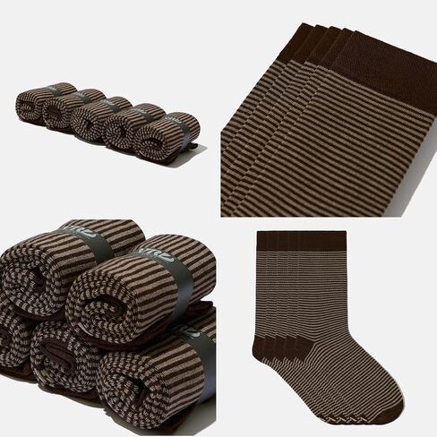 VRD SOCKS Mens Dress Socks, Bamboo Socks for Men, 5-Pack - Shoe Size 8-13, Chocolate Brown - Striped in Saudi Arabia