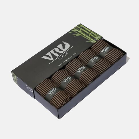 VRD SOCKS Mens Dress Socks, Bamboo Socks for Men, 5-Pack - Shoe Size 8-13, Chocolate Brown - Striped in Saudi Arabia