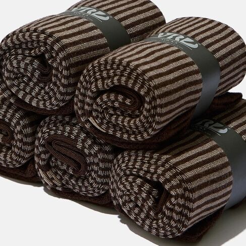VRD SOCKS Mens Dress Socks, Bamboo Socks for Men, 5-Pack - Shoe Size 8-13, Chocolate Brown - Striped in Saudi Arabia