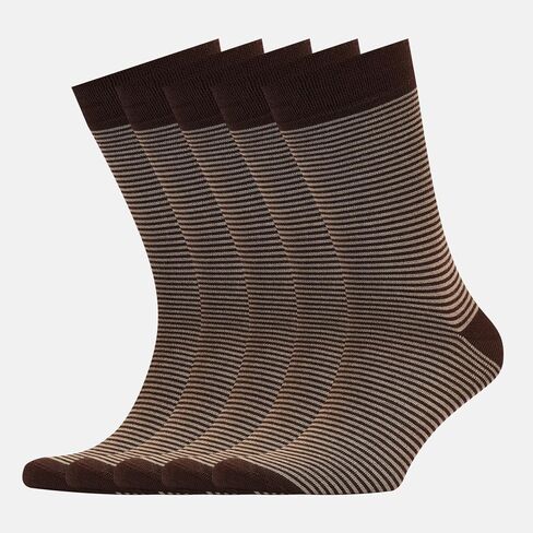 VRD SOCKS Mens Dress Socks, Bamboo Socks for Men, 5-Pack - Shoe Size 8-13, Chocolate Brown - Striped in Saudi Arabia