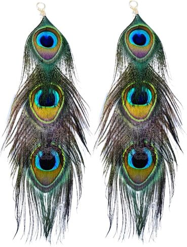 Peacock Feather Earrings Long Feather Earrings for Women in Saudi Arabia