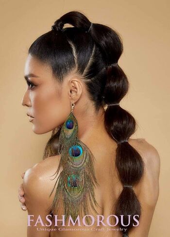 Peacock Feather Earrings Long Feather Earrings for Women in Saudi Arabia