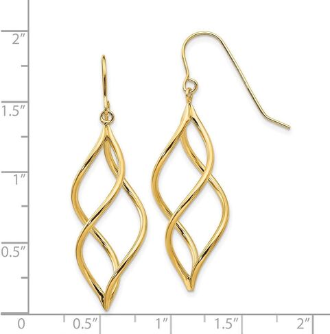 Polished Twisted Shepherd Hook Dangle Earrings in Real 14k Gold in Saudi Arabia