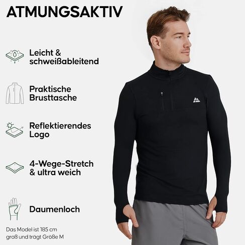 قميص DANISH ENDURANCE للرجال بأكمام طويلة وسحاب 1/2 للتمرين، خفيف الوزن ومطاط in Kuwait