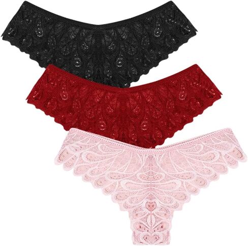 PHOLEEY Womens Plus Size Sexy Underwear Seamless Bikini Lace Underwear Cheeky Panties for Women 3 Pack in Saudi Arabia