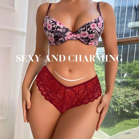 PHOLEEY Womens Plus Size Sexy Underwear Seamless Bikini Lace Underwear Cheeky Panties for Women 3 Pack in Saudi Arabia