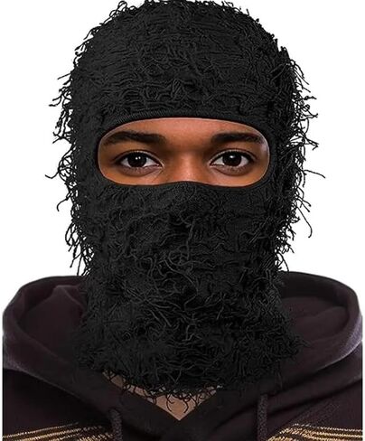 Yeat Distressed Ski Mask - A Furry Knitted Balaclava Full Face Mask for Men and Women Cold Weather Gear. in Saudi Arabia