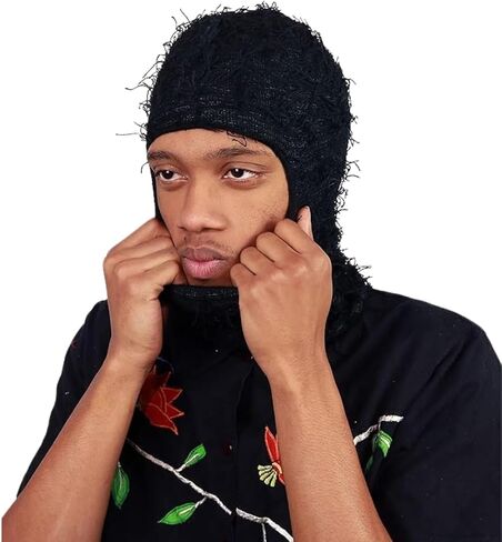 Yeat Distressed Ski Mask - A Furry Knitted Balaclava Full Face Mask for Men and Women Cold Weather Gear. in Saudi Arabia