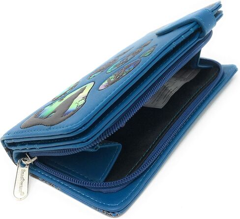 Shag Wear Wolf Paw Large Animal Wallet for Women Vegan Faux Leather 7" Blue in Saudi Arabia